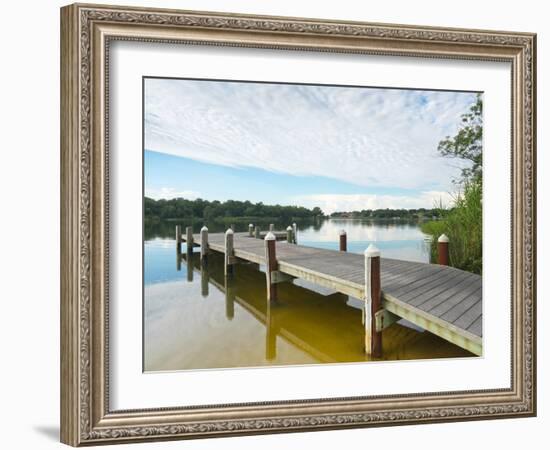 Fishing Pier and Boat Launch in Bayview Park on Bayou Texar in Pensacola, Florida in Early Morning-forestpath-Framed Photographic Print