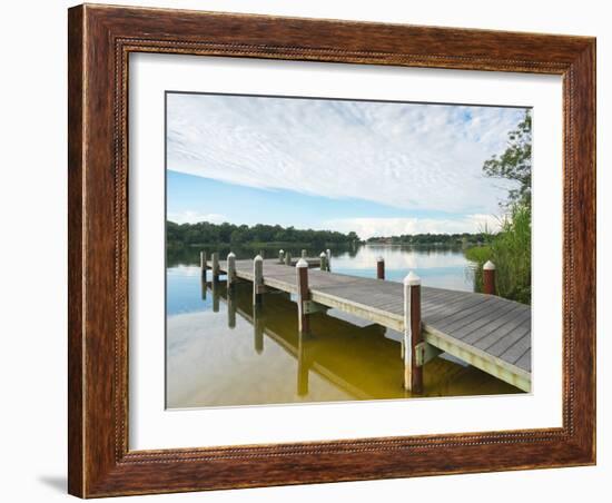 Fishing Pier and Boat Launch in Bayview Park on Bayou Texar in Pensacola, Florida in Early Morning-forestpath-Framed Photographic Print