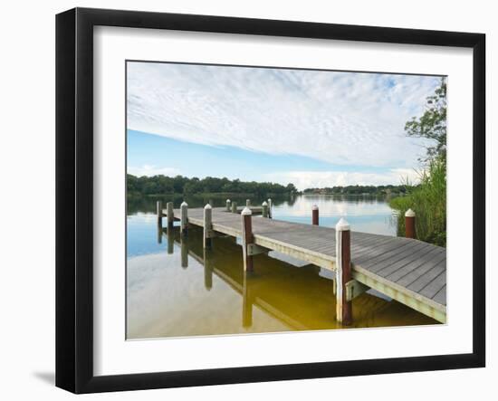 Fishing Pier and Boat Launch in Bayview Park on Bayou Texar in Pensacola, Florida in Early Morning-forestpath-Framed Photographic Print