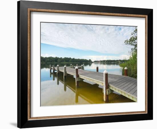 Fishing Pier and Boat Launch in Bayview Park on Bayou Texar in Pensacola, Florida in Early Morning-forestpath-Framed Photographic Print