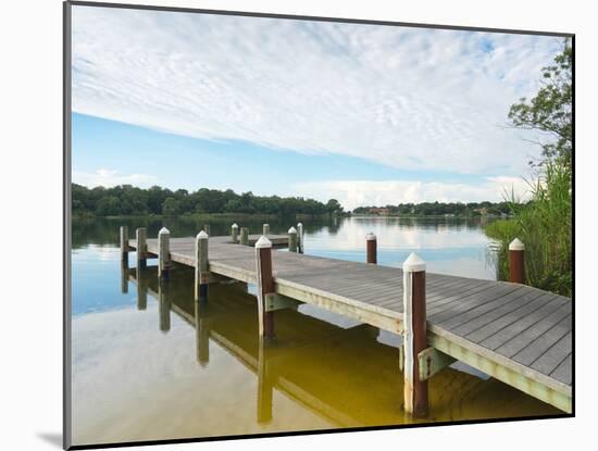 Fishing Pier and Boat Launch in Bayview Park on Bayou Texar in Pensacola, Florida in Early Morning-forestpath-Mounted Photographic Print