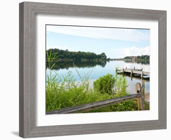 Fishing Pier and Boat Launch in Bayview Park on Bayou Texar in Pensacola, Florida in Early Morning-forestpath-Framed Photographic Print