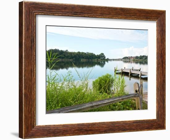 Fishing Pier and Boat Launch in Bayview Park on Bayou Texar in Pensacola, Florida in Early Morning-forestpath-Framed Photographic Print