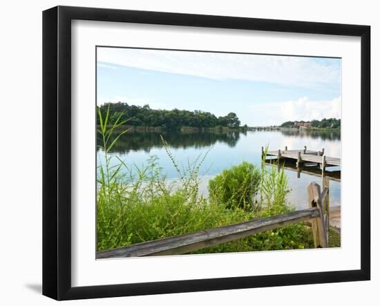 Fishing Pier and Boat Launch in Bayview Park on Bayou Texar in Pensacola, Florida in Early Morning-forestpath-Framed Photographic Print