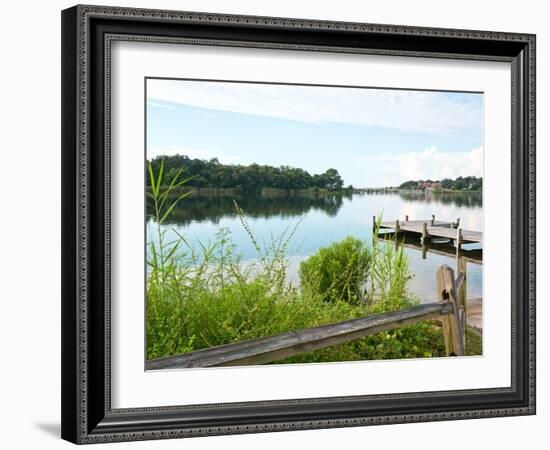 Fishing Pier and Boat Launch in Bayview Park on Bayou Texar in Pensacola, Florida in Early Morning-forestpath-Framed Photographic Print