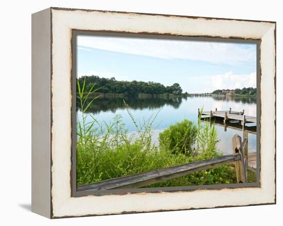 Fishing Pier and Boat Launch in Bayview Park on Bayou Texar in Pensacola, Florida in Early Morning-forestpath-Framed Premier Image Canvas