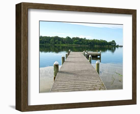 Fishing Pier and Boat Launch in Bayview Park on Bayou Texar in Pensacola, Florida in Early Morning-forestpath-Framed Photographic Print