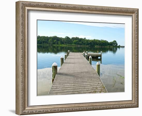 Fishing Pier and Boat Launch in Bayview Park on Bayou Texar in Pensacola, Florida in Early Morning-forestpath-Framed Photographic Print