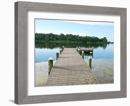 Fishing Pier and Boat Launch in Bayview Park on Bayou Texar in Pensacola, Florida in Early Morning-forestpath-Framed Photographic Print