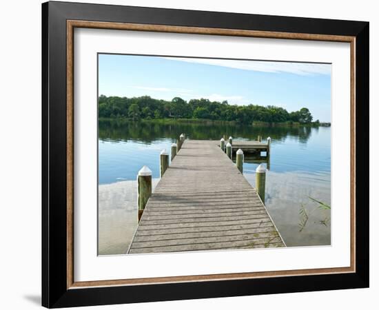 Fishing Pier and Boat Launch in Bayview Park on Bayou Texar in Pensacola, Florida in Early Morning-forestpath-Framed Photographic Print