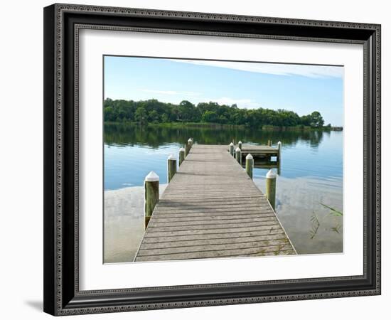 Fishing Pier and Boat Launch in Bayview Park on Bayou Texar in Pensacola, Florida in Early Morning-forestpath-Framed Photographic Print