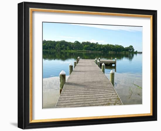 Fishing Pier and Boat Launch in Bayview Park on Bayou Texar in Pensacola, Florida in Early Morning-forestpath-Framed Photographic Print