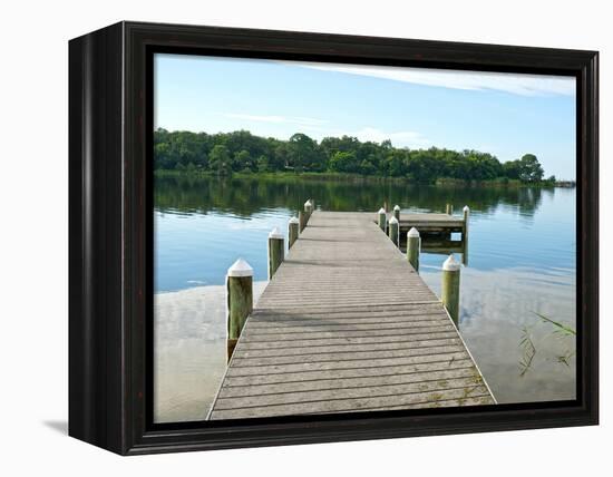 Fishing Pier and Boat Launch in Bayview Park on Bayou Texar in Pensacola, Florida in Early Morning-forestpath-Framed Premier Image Canvas