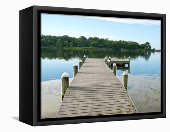 Fishing Pier and Boat Launch in Bayview Park on Bayou Texar in Pensacola, Florida in Early Morning-forestpath-Framed Premier Image Canvas