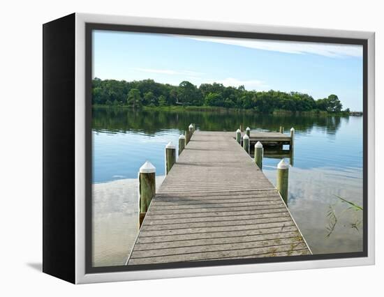 Fishing Pier and Boat Launch in Bayview Park on Bayou Texar in Pensacola, Florida in Early Morning-forestpath-Framed Premier Image Canvas