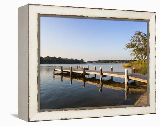 Fishing Pier and Boat Launch in Bayview Park on Bayou Texar in Pensacola, Florida in Early Morning-forestpath-Framed Premier Image Canvas