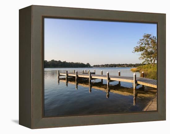 Fishing Pier and Boat Launch in Bayview Park on Bayou Texar in Pensacola, Florida in Early Morning-forestpath-Framed Premier Image Canvas