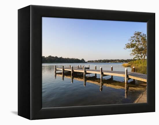 Fishing Pier and Boat Launch in Bayview Park on Bayou Texar in Pensacola, Florida in Early Morning-forestpath-Framed Premier Image Canvas