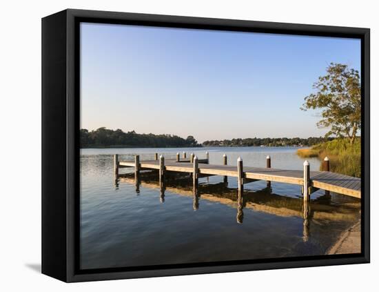 Fishing Pier and Boat Launch in Bayview Park on Bayou Texar in Pensacola, Florida in Early Morning-forestpath-Framed Premier Image Canvas