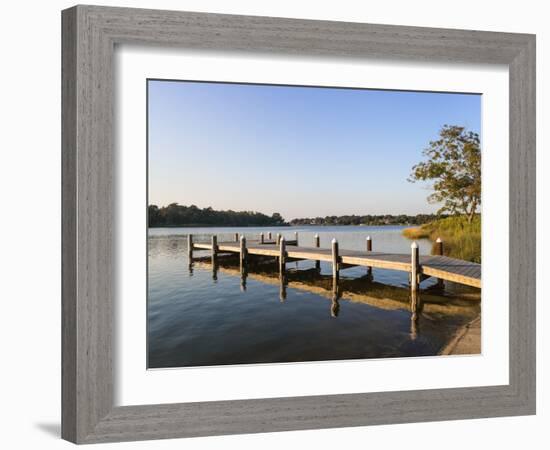 Fishing Pier and Boat Launch in Bayview Park on Bayou Texar in Pensacola, Florida in Early Morning-forestpath-Framed Photographic Print