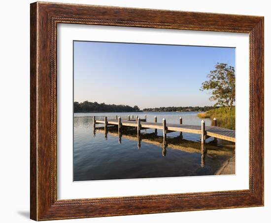 Fishing Pier and Boat Launch in Bayview Park on Bayou Texar in Pensacola, Florida in Early Morning-forestpath-Framed Photographic Print