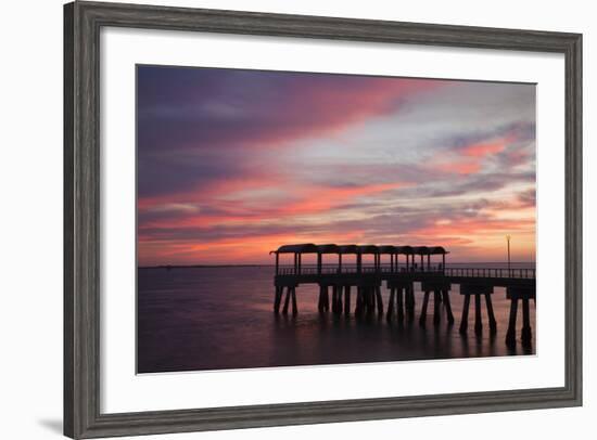 Fishing Pier at Sunset, Jekyll Island, Georgia, USA-Joanne Wells-Framed Photographic Print