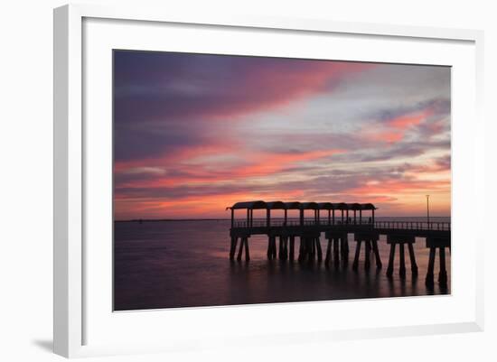 Fishing Pier at Sunset, Jekyll Island, Georgia, USA-Joanne Wells-Framed Photographic Print