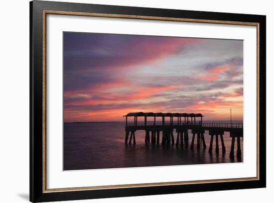 Fishing Pier at Sunset, Jekyll Island, Georgia, USA-Joanne Wells-Framed Photographic Print