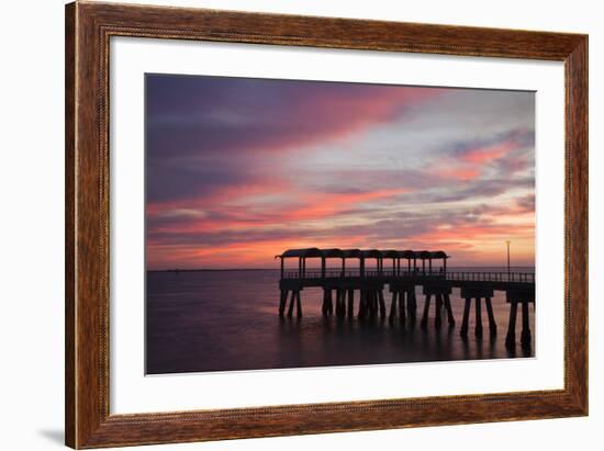 Fishing Pier at Sunset, Jekyll Island, Georgia, USA-Joanne Wells-Framed Photographic Print