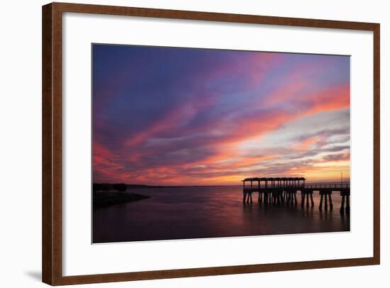 Fishing Pier at Sunset, Jekyll Island, Georgia, USA-Joanne Wells-Framed Photographic Print