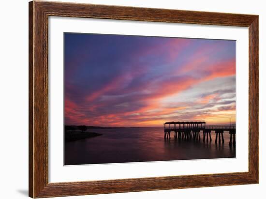 Fishing Pier at Sunset, Jekyll Island, Georgia, USA-Joanne Wells-Framed Photographic Print