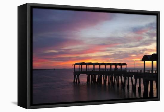 Fishing Pier at Sunset, Jekyll Island, Georgia, USA-Joanne Wells-Framed Premier Image Canvas