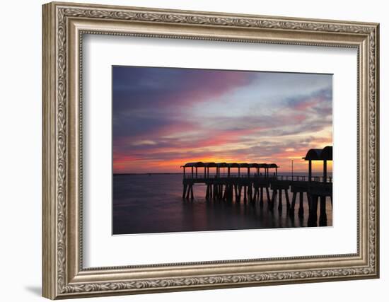 Fishing Pier at Sunset, Jekyll Island, Georgia, USA-Joanne Wells-Framed Photographic Print