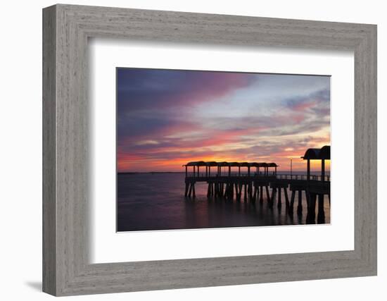 Fishing Pier at Sunset, Jekyll Island, Georgia, USA-Joanne Wells-Framed Photographic Print