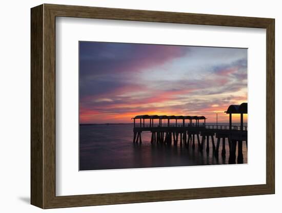 Fishing Pier at Sunset, Jekyll Island, Georgia, USA-Joanne Wells-Framed Photographic Print