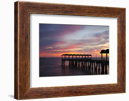 Fishing Pier at Sunset, Jekyll Island, Georgia, USA-Joanne Wells-Framed Photographic Print