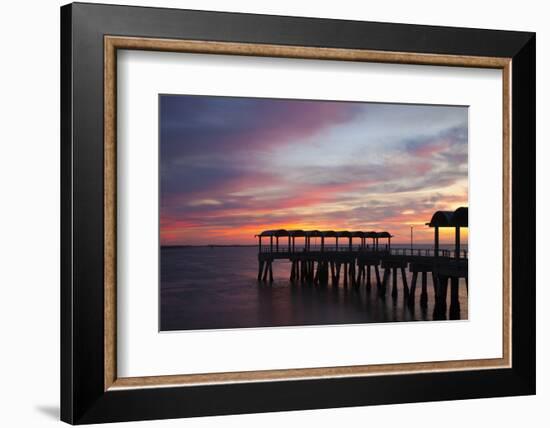 Fishing Pier at Sunset, Jekyll Island, Georgia, USA-Joanne Wells-Framed Photographic Print