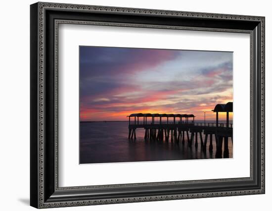 Fishing Pier at Sunset, Jekyll Island, Georgia, USA-Joanne Wells-Framed Photographic Print