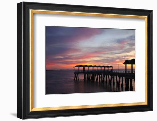 Fishing Pier at Sunset, Jekyll Island, Georgia, USA-Joanne Wells-Framed Photographic Print