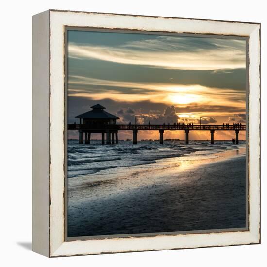 Fishing Pier Fort Myers Beach at Sunset-Philippe Hugonnard-Framed Premier Image Canvas