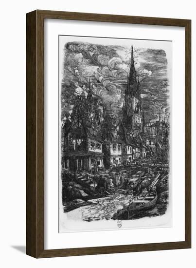 Fishing Port with Pointed Steeple, 1860 (Etching)-Rodolphe Bresdin-Framed Giclee Print