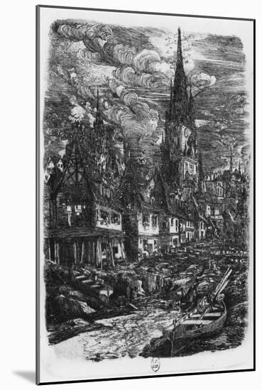 Fishing Port with Pointed Steeple, 1860 (Etching)-Rodolphe Bresdin-Mounted Giclee Print