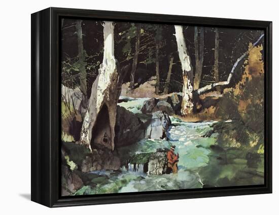 Fishing Retreat II-Roy M. Mason-Framed Stretched Canvas