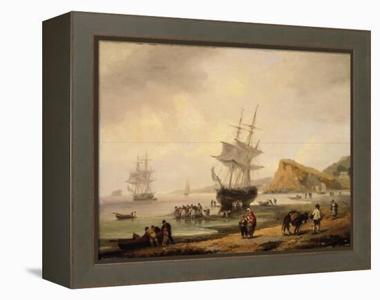 Fishing Scene, Teignmouth Beach and the Ness, 1831-Thomas Luny-Framed Premier Image Canvas