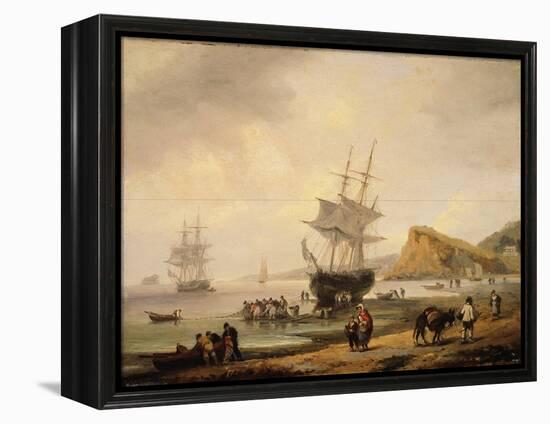 Fishing Scene, Teignmouth Beach and the Ness, 1831-Thomas Luny-Framed Premier Image Canvas