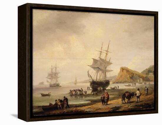 Fishing Scene, Teignmouth Beach and the Ness, 1831-Thomas Luny-Framed Premier Image Canvas