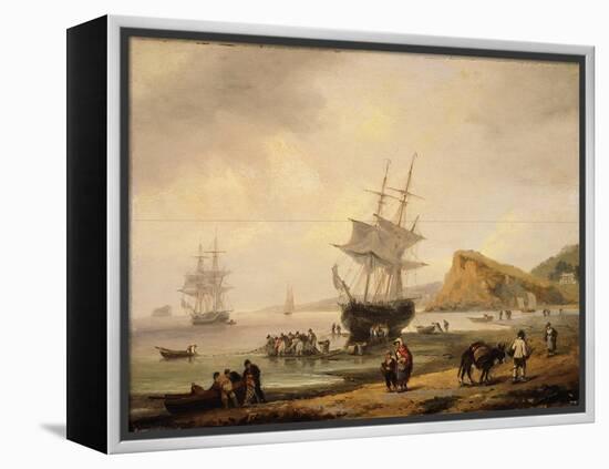 Fishing Scene, Teignmouth Beach and the Ness, 1831-Thomas Luny-Framed Premier Image Canvas