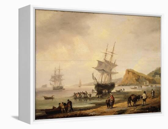 Fishing Scene, Teignmouth Beach and the Ness, 1831-Thomas Luny-Framed Premier Image Canvas