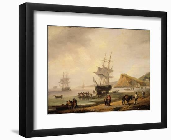 Fishing Scene, Teignmouth Beach and the Ness, 1831-Thomas Luny-Framed Premium Giclee Print