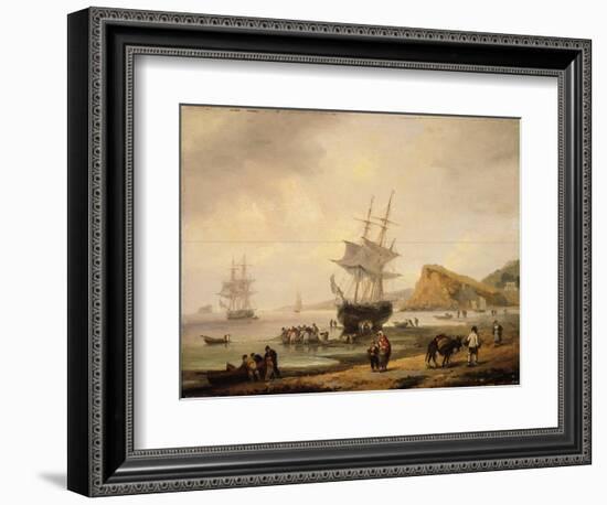 Fishing Scene, Teignmouth Beach and the Ness, 1831-Thomas Luny-Framed Premium Giclee Print